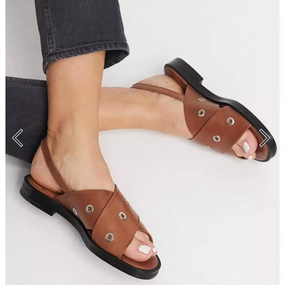 All Saints Kiona hardware slingback sandals in tan - Picture 1 of 8